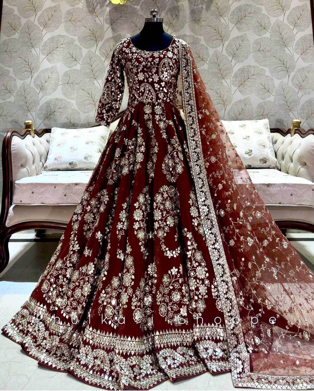 Chinon Silk Embroidery Designer Gown - MYLUXURY LANE ENTERPRISE